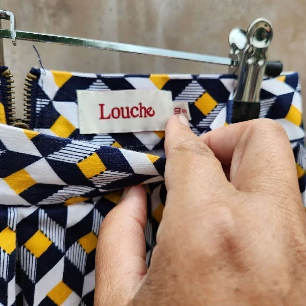 Louche london modcloth geometric print pleated skirt